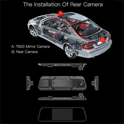 Anytek T600 10" Mirror Mounted Front & Rear Dash Camera Kit w/ Parking Monitor