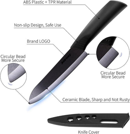 Ankway Ceramic Knife Set of 5 - Professional Chefs Knives Set for Cooking