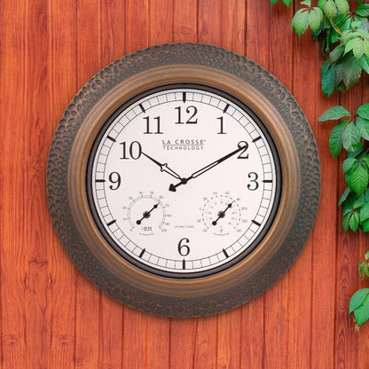 La Crosse 21" (53.4cm) Indoor/Outdoor Metal Wall Clock w/ Temperature & Humidity