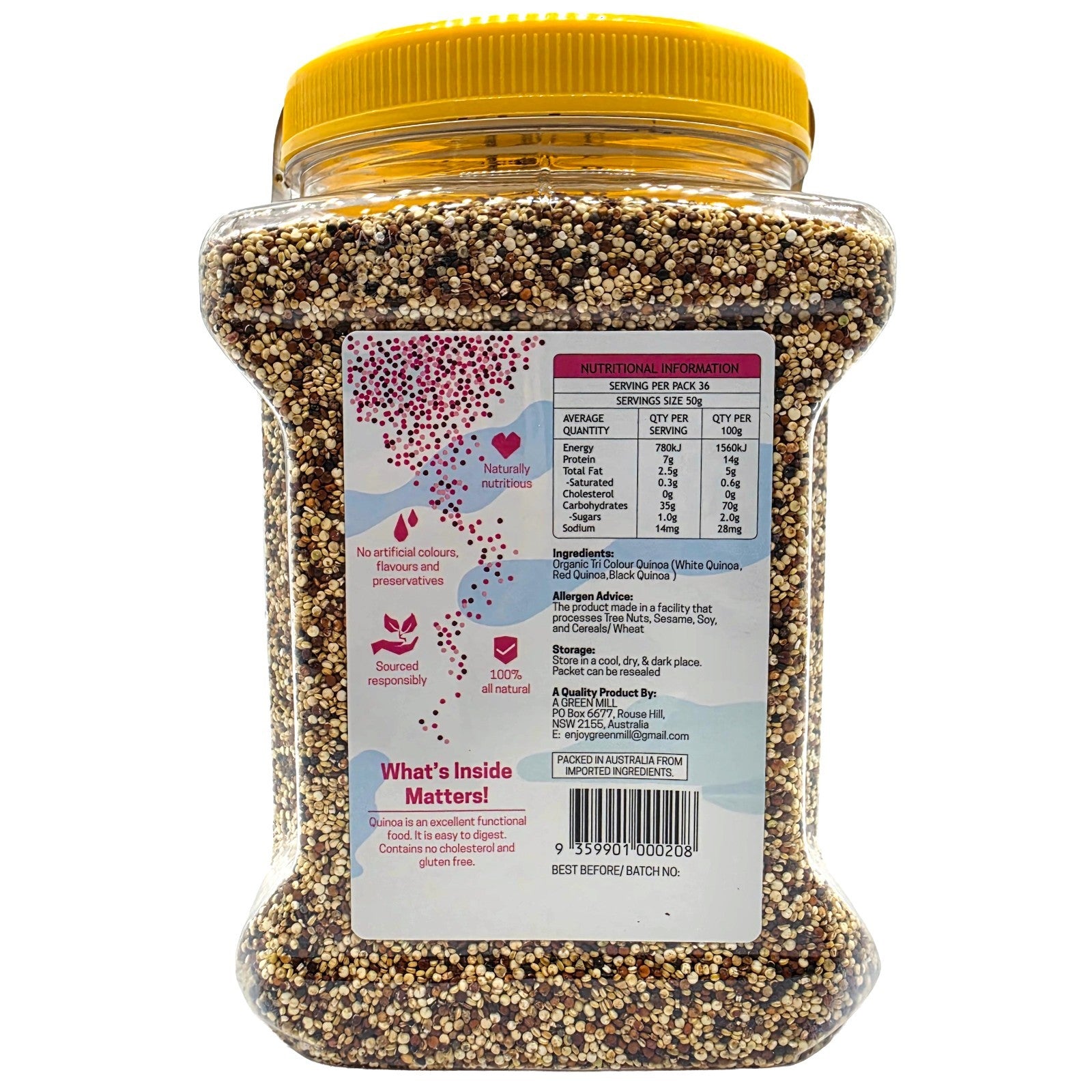 Organic Tri Colour Quinoa 1.8Kg Grain Meal Super Food Kosher Vegan Gluten Free