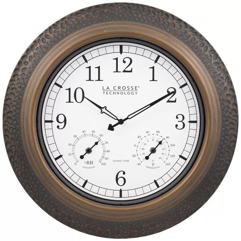 La Crosse 21" (53.4cm) Indoor/Outdoor Metal Wall Clock w/ Temperature & Humidity