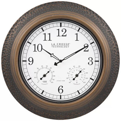 La Crosse 21" (53.4cm) Indoor/Outdoor Metal Wall Clock w/ Temperature & Humidity