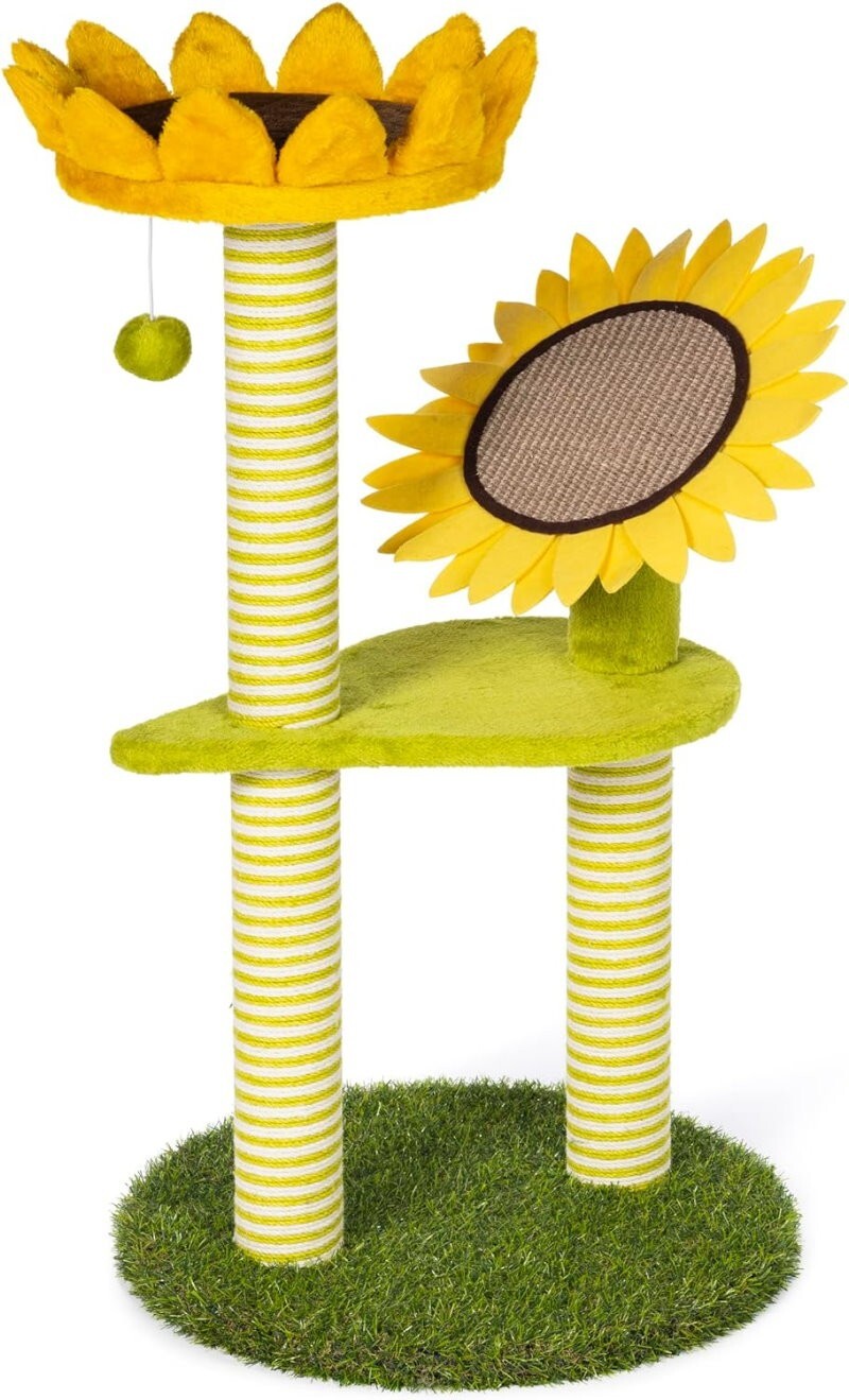 Kitty Power Paws 92cm Sunflower Playground Luxurious Cat Tree for Lounging, Play