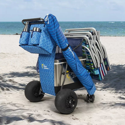 Tommy Bahama XL Wonder Wheeler Deluxe Folding Beach Cart - 45L Cooler, 4 Chairs