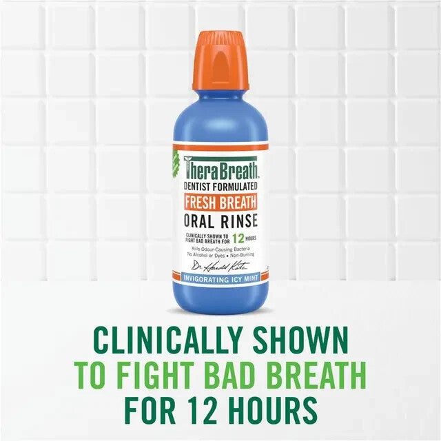 TheraBreath Icy Mint 1L Gentle Non-Burning Mouthwash Oral Rinse Freshen Breath