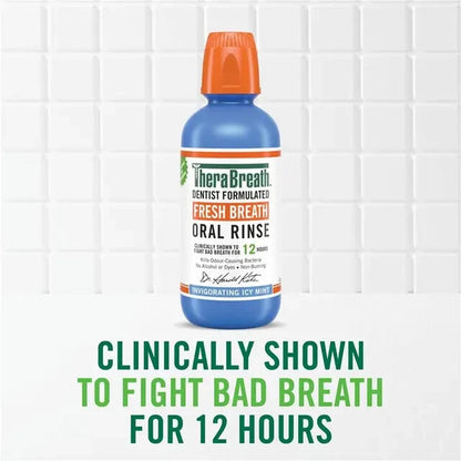 TheraBreath Icy Mint 1L Gentle Non-Burning Mouthwash Oral Rinse Freshen Breath