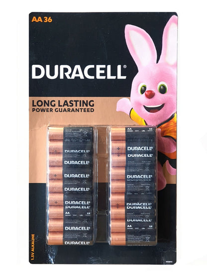 36 x Duracell AA 1.5V Battery Alkaline Batteries for Toys TV Remotes RC Devices