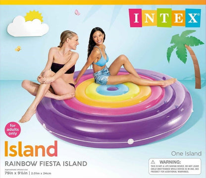 Intex Rainbow Fiesta Island Pool Float 201 x 24cm XL Inflatable Water Lounge
