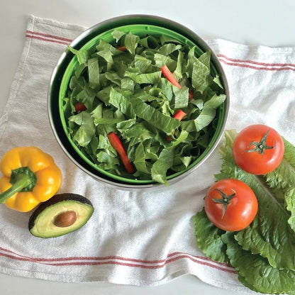 Rollkitchen 4.5L Stainless Steel Salad Spinner Spin Dry Multi-Use Lettuce Washer