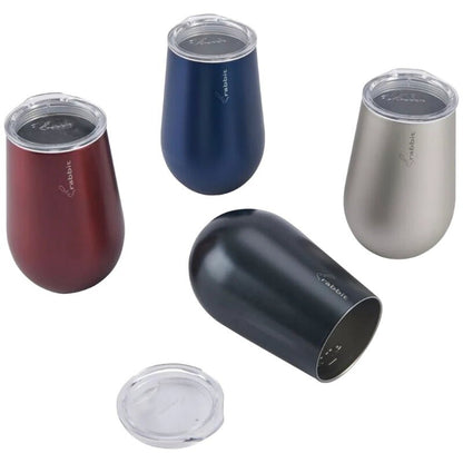 Rabbit 4-Pack Double Wall Stainless Steel 12oz Wine Tumbler Set with Lids