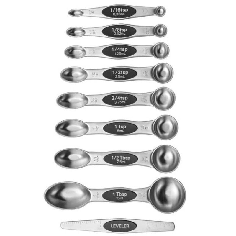 MIU France 15 Pieces 304 18/8 Stainless Steel Magnetic Measuring Cups and Spoons