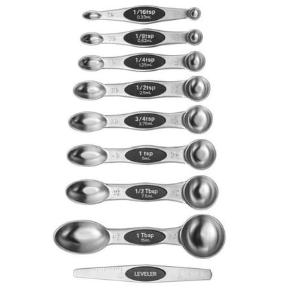 MIU France 15 Pieces 304 18/8 Stainless Steel Magnetic Measuring Cups and Spoons