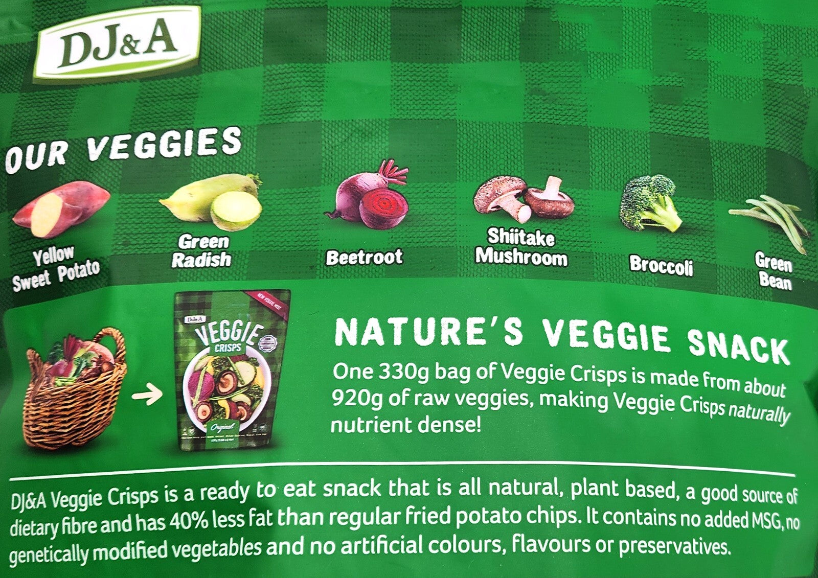 Veggie Mix Sweet Potato Radish Beetroot Shiitake Mushroom Broccoli Crisps 330g