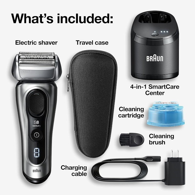 Braun Series 8 Wet & Dry 3 + 1 Head Electric Shaver & Precision Trimmer -Express