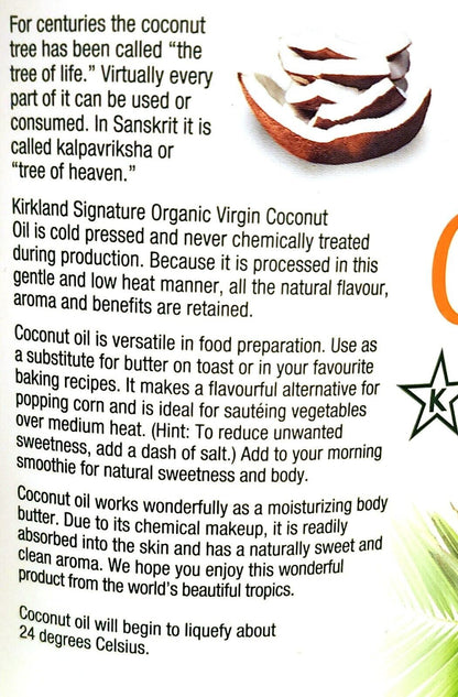 Organic Virgin Coconut Oil Cold Pressed Unrefined Kosher Butter Substitute 2.48L