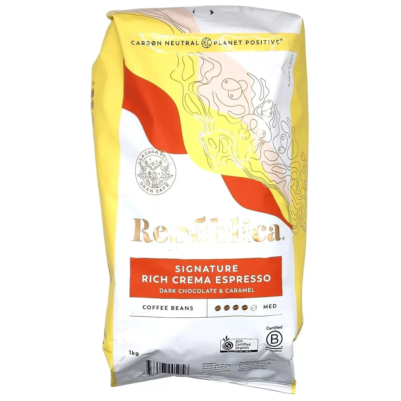 Republica Signature Espresso Organic Arabica Whole Coffee Bean Medium Roast 1kg