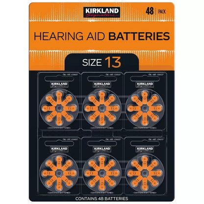 Kirkland Signature 48-Pack Premium Hearing Aid Batteries Size 10, 312, 13, 675
