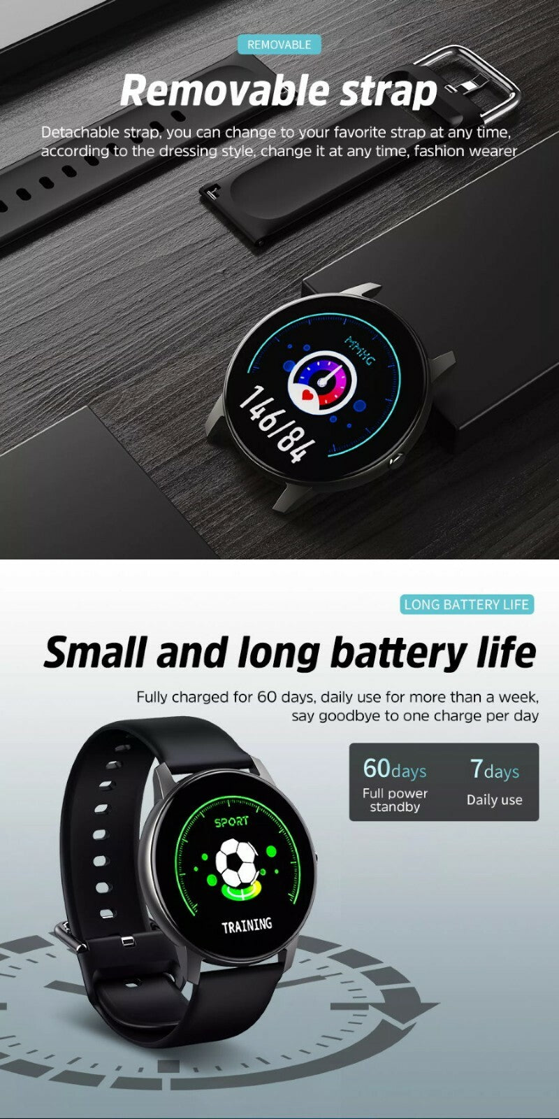 Kivee LW02 Touch Screen Waterproof Fitness Tracker Smart Watch for iOS & Android