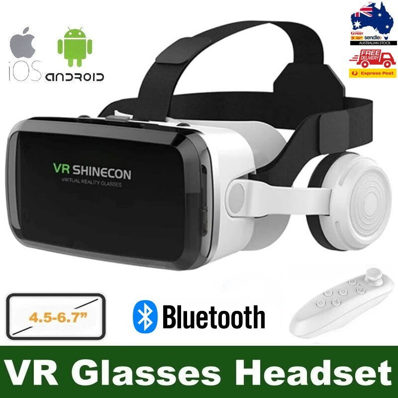VR SHINCON 8.0 Bluetooth 3D VR Glasses Headsets w/ Controller - iOS & Android