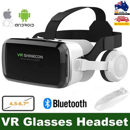 VR SHINCON 8.0 Bluetooth 3D VR Glasses Headsets w/ Controller - iOS & Android