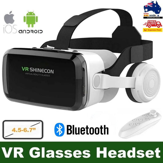 VR SHINCON 8.0 Bluetooth 3D VR Glasses Headsets w/ Controller - iOS & Android