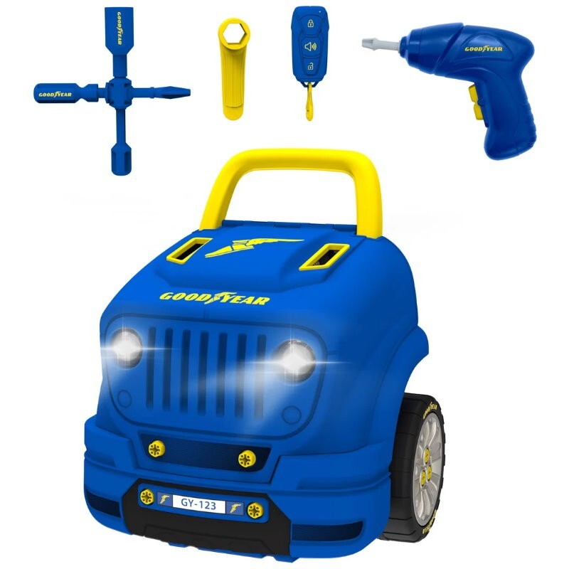 Goodyear 58-Piece Kid’s Mega Car Engine Repair Set Take Apart Mechanical Toy