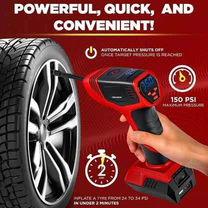 Bullseye Pro Max Rechargeable Cordless Tyre Inflator Air Pump Compressor Gauge