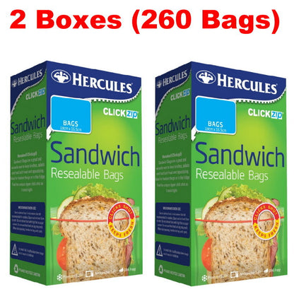 Hercules Resealable Sandwich Bags Freezer & Microwave Safe, BPA Free, Food Fresh