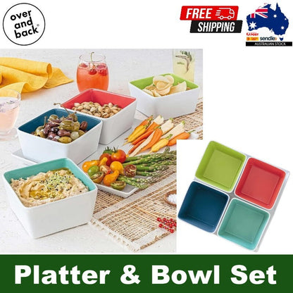 Over and Back 5-Piece Glossy Summertime Serving Set Platter & Bowl Set