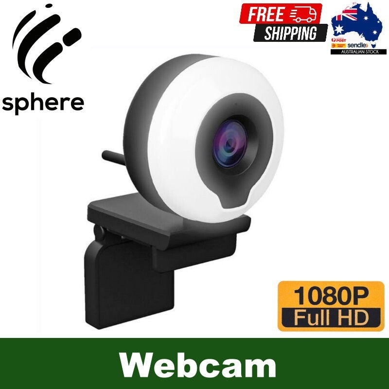 Sphere 2MP Full HD 1080P Streaming Webcam w/ Integrated Microphone, Ring Light