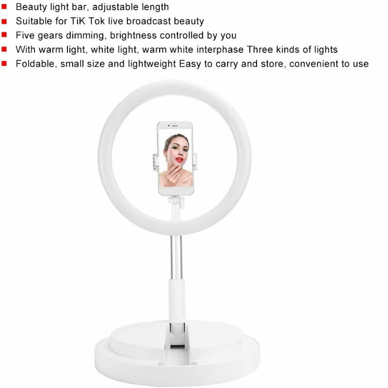 TEQ Y2 Foldable 11" LED Ring Light 3 Colour Modes w/ Base for iPhone & Android