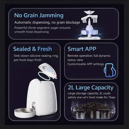 DOGNESS F05 App Smart Pet Dog/Cat Feeder Mini 2L with Microphone for Small Pets