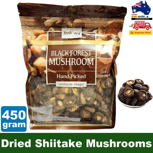 Snak Yard Premium Black Forest Dried Mushrooms 450g - Shiitake Variety - Express