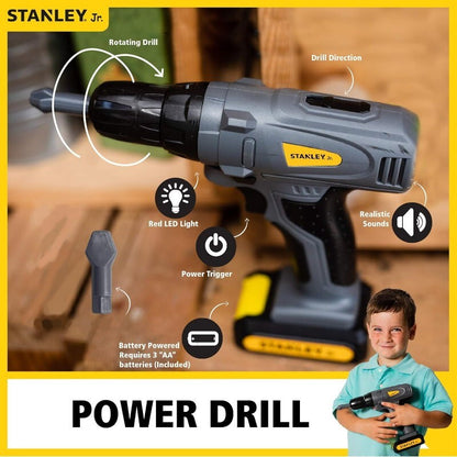 Stanley Jr. 18-Piece Role Play Toy Battery Power Tool Set Sound & Light for Kids