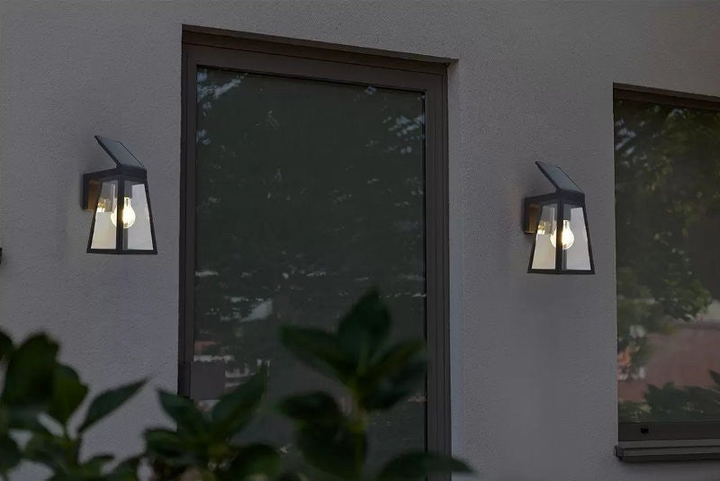 LUTEC 2-Pack Solar LED Coach Porch Light Aluminium Dusk to Dawn Wall Lights