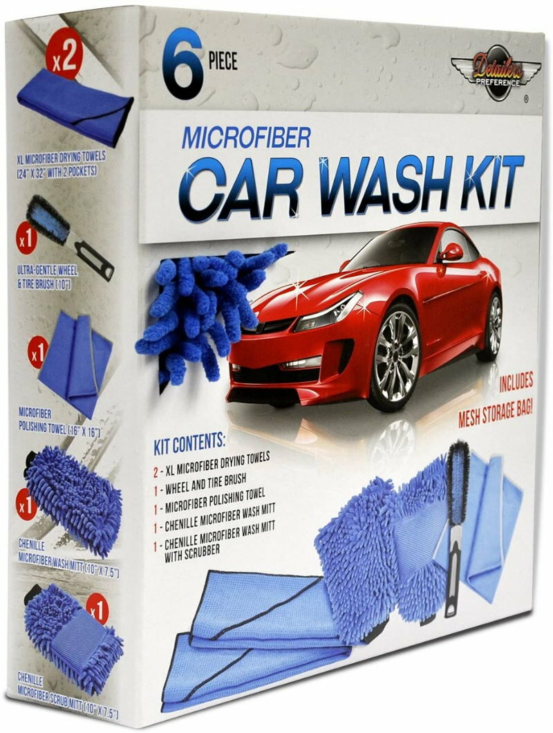 Detailer's Perference 6PC Professional Ultimate Microfiber Car Wash & Detail Kit