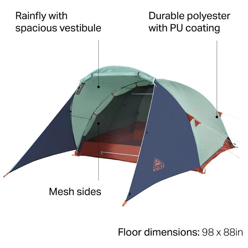 Kelty 4 Person Freestanding Rumpus Tent for Car Camping w/ Extra Large Vestibule