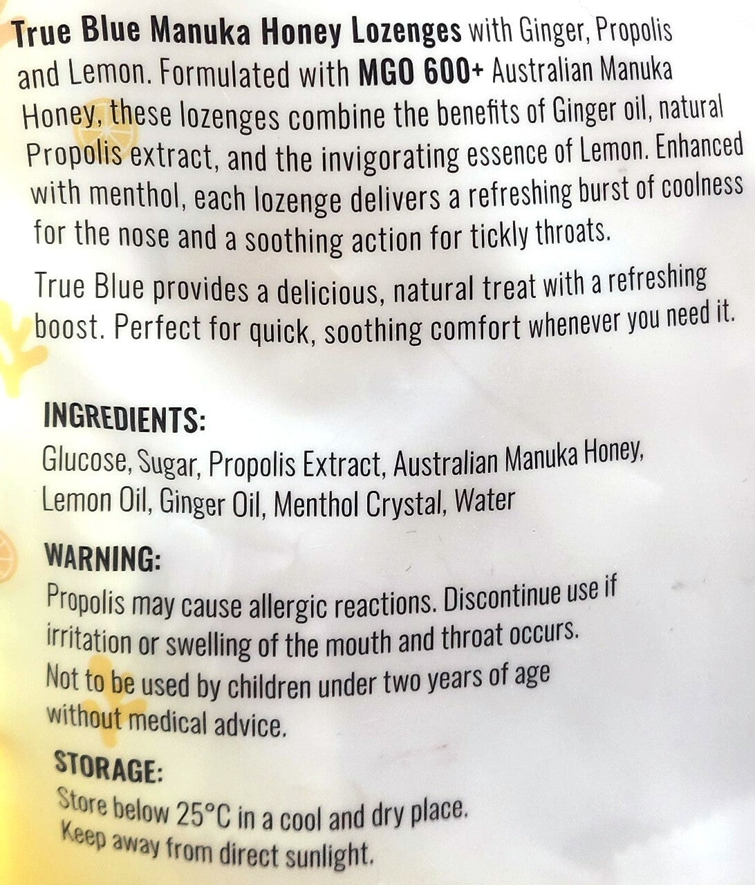 Manuka Honey Lozenges Ginger Propolis Lemon Cough Drop Australian Made MGO 600+