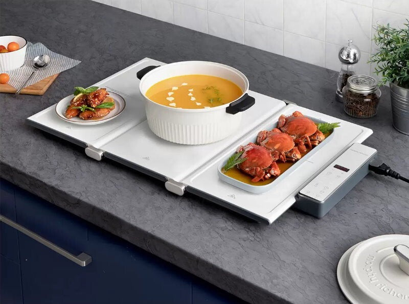 Morphy Richards 2-in-1 Electric Foldable Cooktop And Food Warmer with Hot Plate