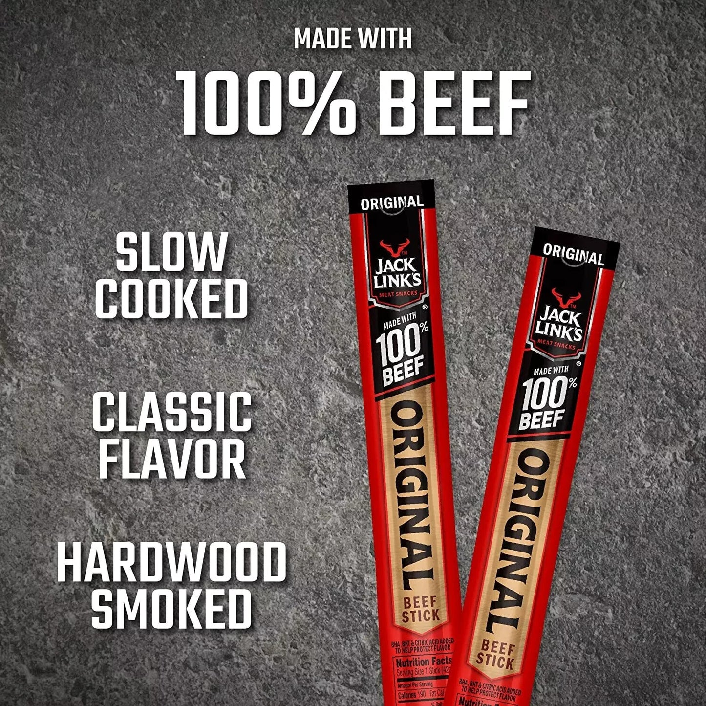 2 x Jack Link's Original Beef Jerky Sticks 288g High Protein Smoked Meat Snack