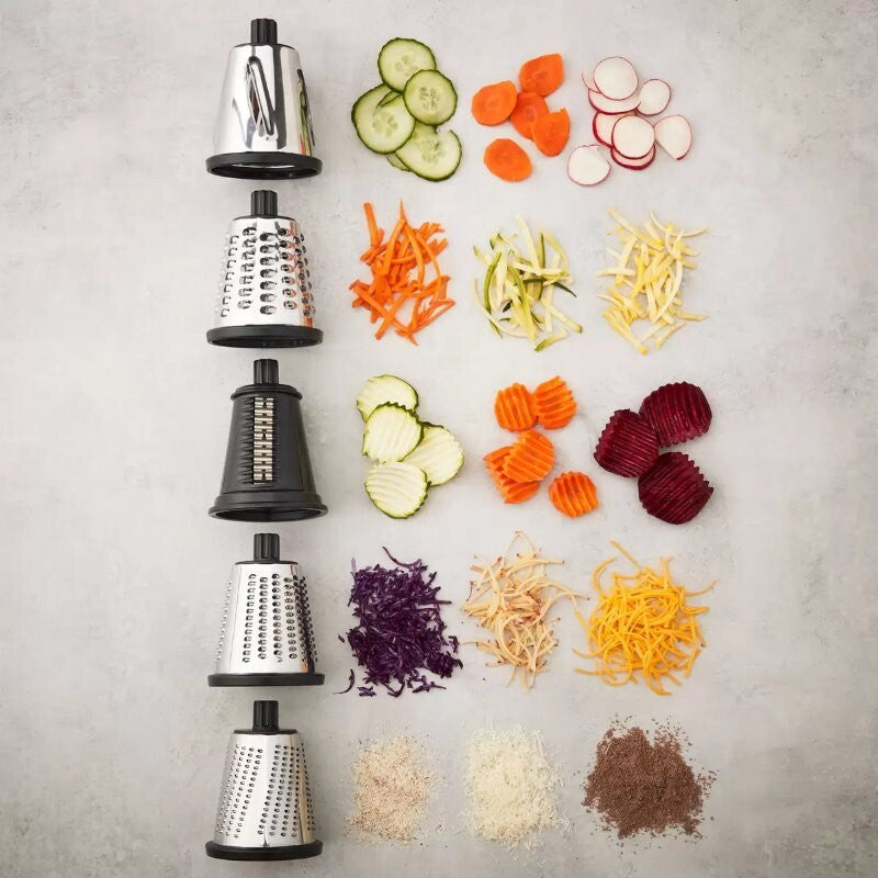 MIU 5-in-1 Rotary Drum Grater & Slicer with Suction Base, 5 Replaceable Drum