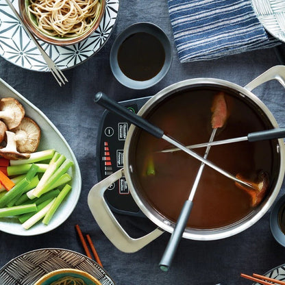 Ricardo 11 Pieces Electric Fondue & Hot Pot Set 3L with 8 Color-Coded Forks