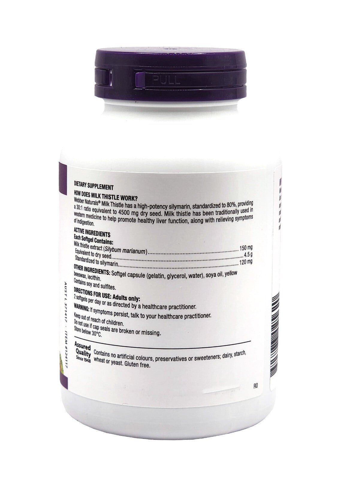 Webber Natural Milk Thistle 150mg Help Support Healthy Liver Function 240Capsule