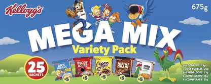 Kellogg's Mega Mix Variety Pack 25 Cereal Sachets 675g Assorted Breakfast Cereal