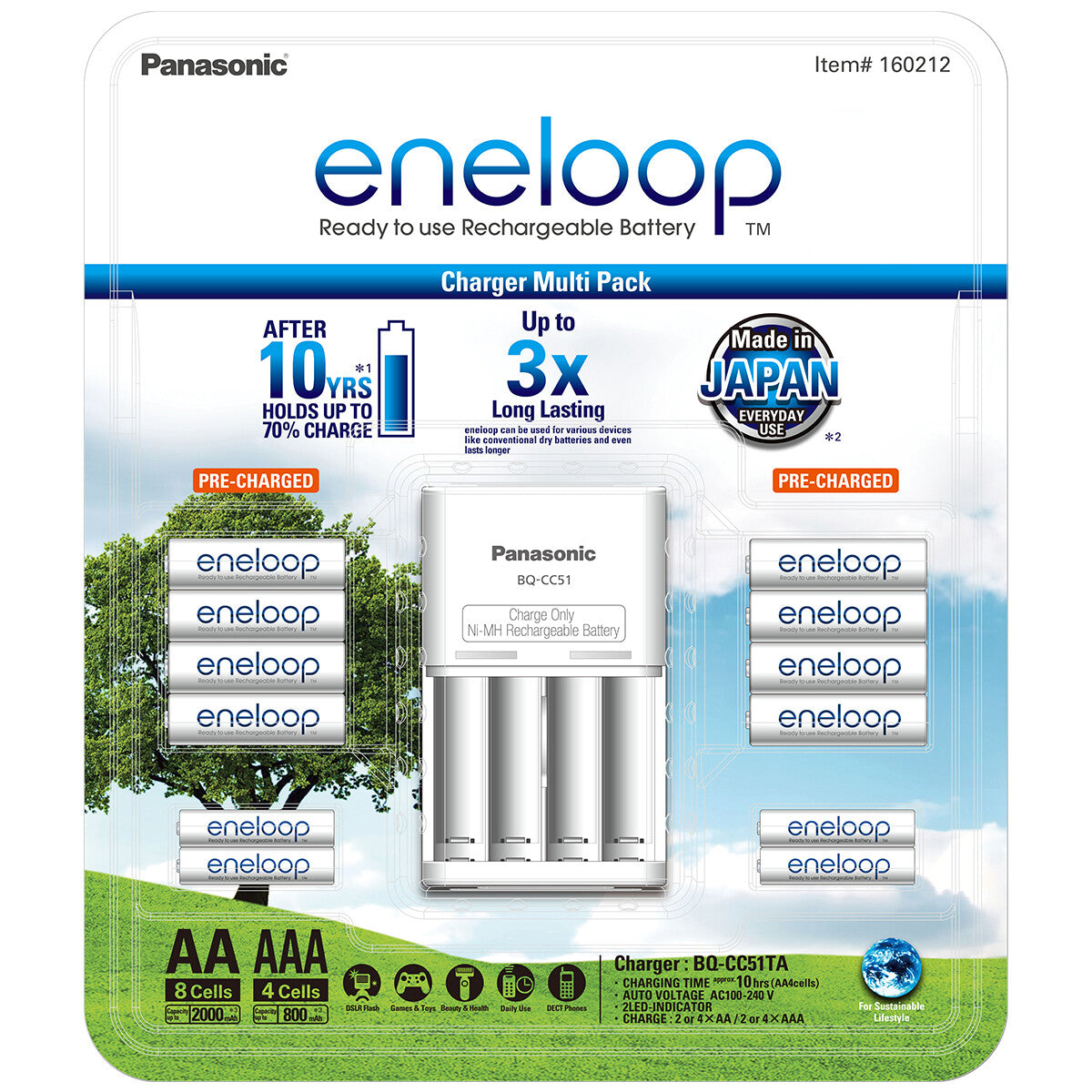 Eneloop Rechargeable Battery Charger Multi Pack NiMH 8 AA 4 AAA Battery Charger