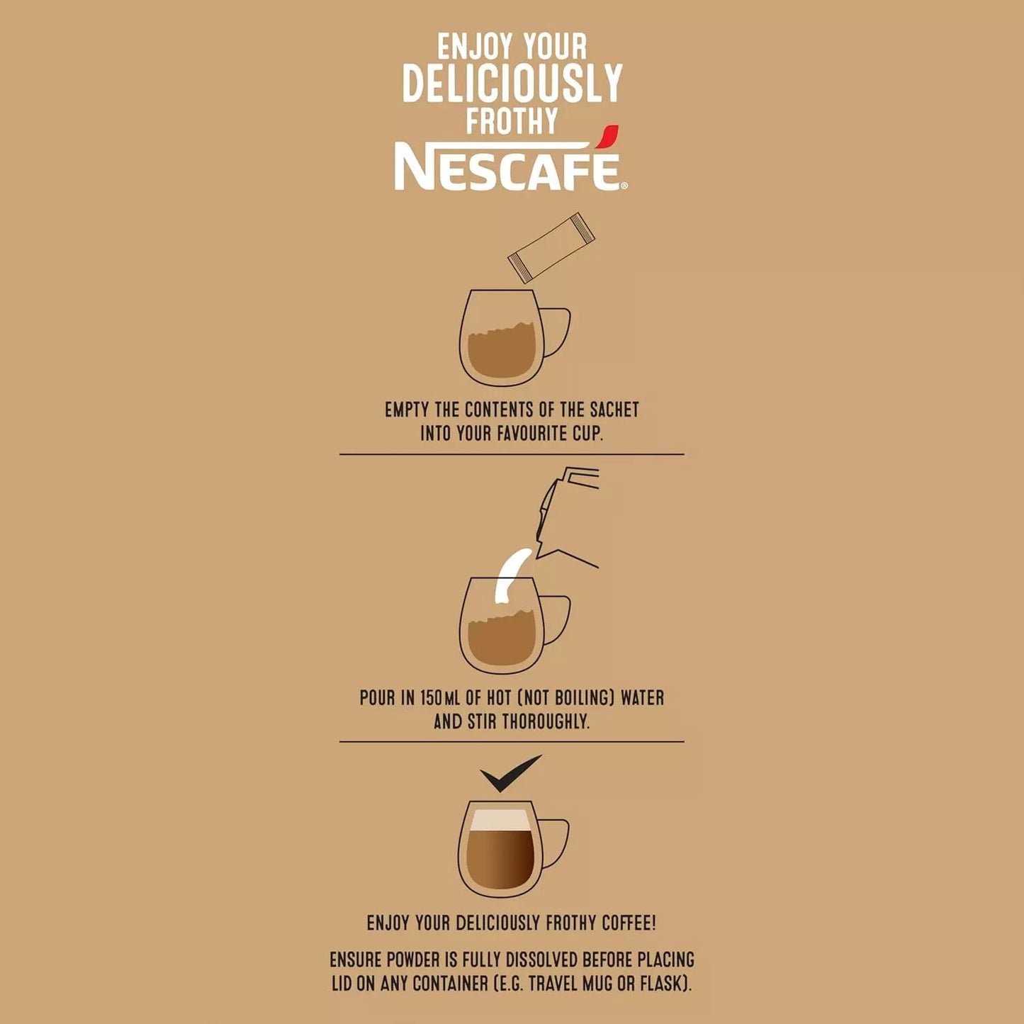 Nescafe Instant Coffee Stick Creamy & Frothy Cappuccino 90 x 12.5g Sachets