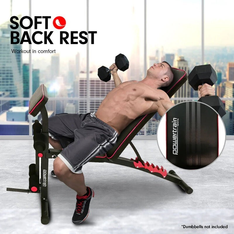 Powertrain Adjustable FID Home Gym Bench with Preacher Curl Pad Max Load 150kg