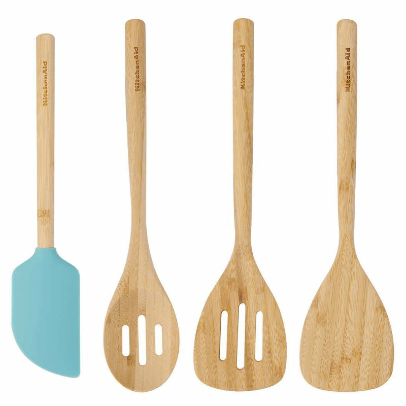 KitchenAid 4-Piece Bamboo Tool Set -Solid Turner, Slotted Turner, Spoon, Spatula