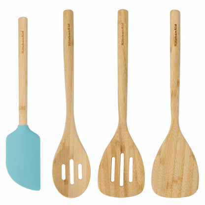 KitchenAid 4-Piece Bamboo Tool Set -Solid Turner, Slotted Turner, Spoon, Spatula