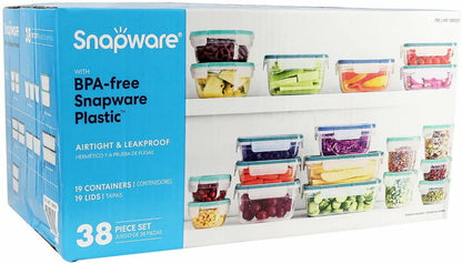 38-Piece Snapware BPA-Free Plastic Storage Container Set - Made in USA